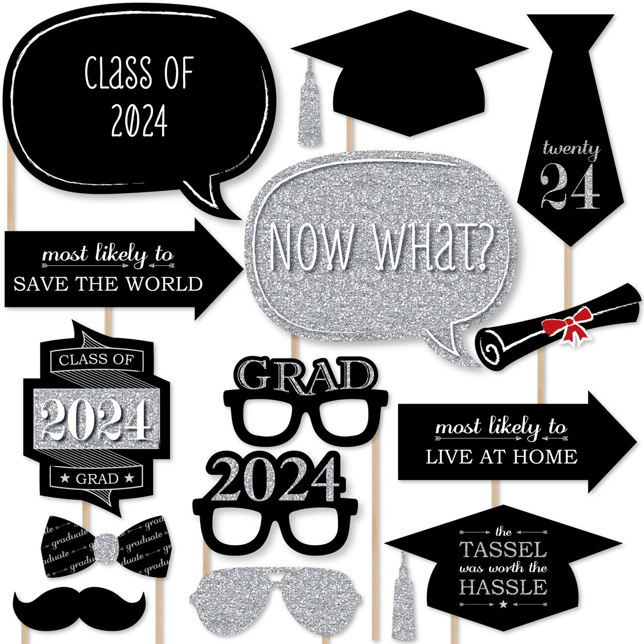 Big Dot of Happiness Silver Graduation Party 2024 Grad Photo